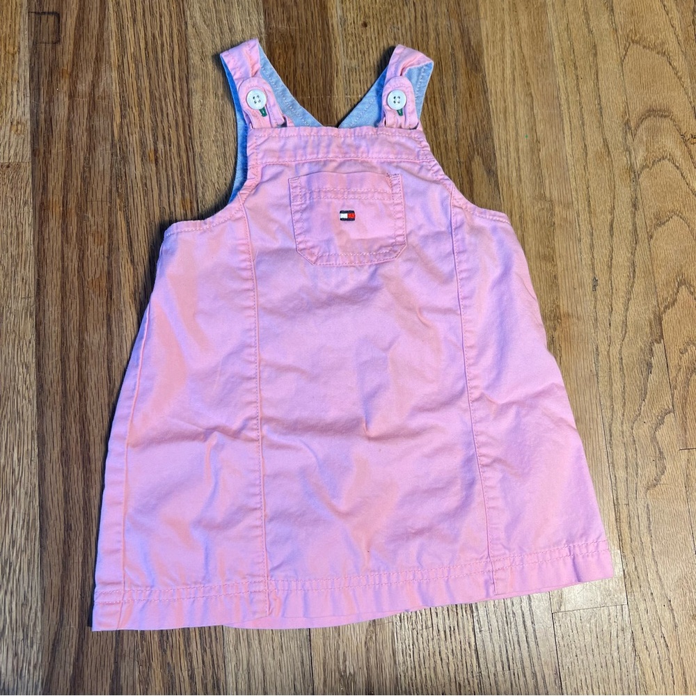 Tommy Hilfiger baby girl Light Pink Jumper Dress size 6-12 MOS Embroidered logo.